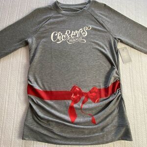 A Glow Maternity Small Ruched-Side Graphic Tunic Sweatshirt